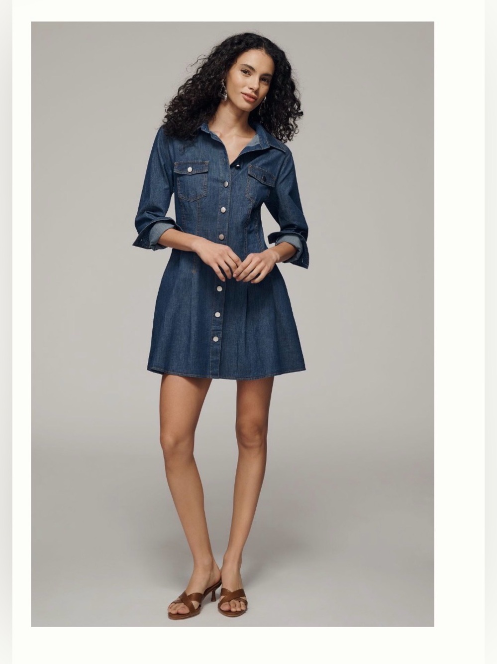 EXQUISE LONG-SLEEVE DENIM MINI DRESS - Picture 2 of 15